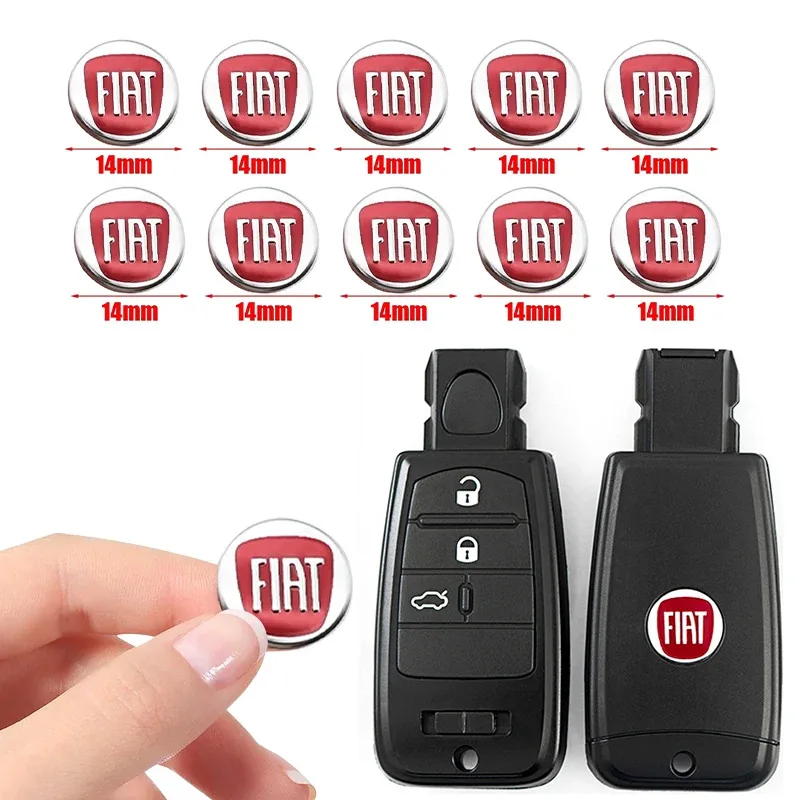 Car 50pcs 100pcs Hot sale 14mm Aluminum Car KeyChain Logo Key Fob Decoration Emblem Auto Key Badge Sticker Accessories For FIAT