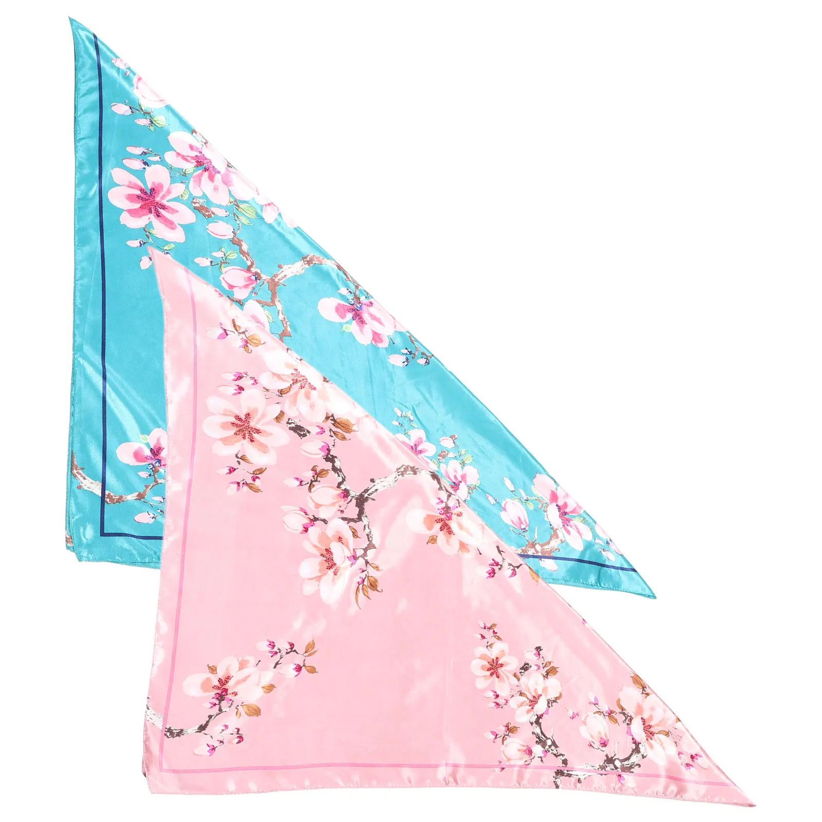 

2pcs Large Floral Silk Like Head For Women Square Hair Wrap Neck Scarf Decorative Scarf Reusable Durable Elegant Soft Party