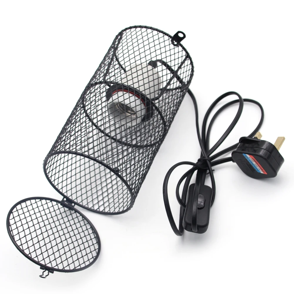 1PC Reptile Heat Lamp Guard Mesh Cage Reptile Protection Lampshades for Pet  Lizard Snake Chick, Bulb Not Included,UK/EU Plug