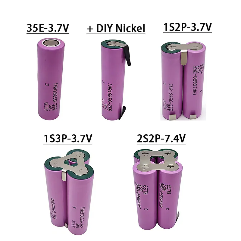 [Customized] INR18650 35E battery 3500-10500mAh 30amps screwdriver battery electrode battery 3.7V/7.4V/12V/16.8V/21V/25.2V