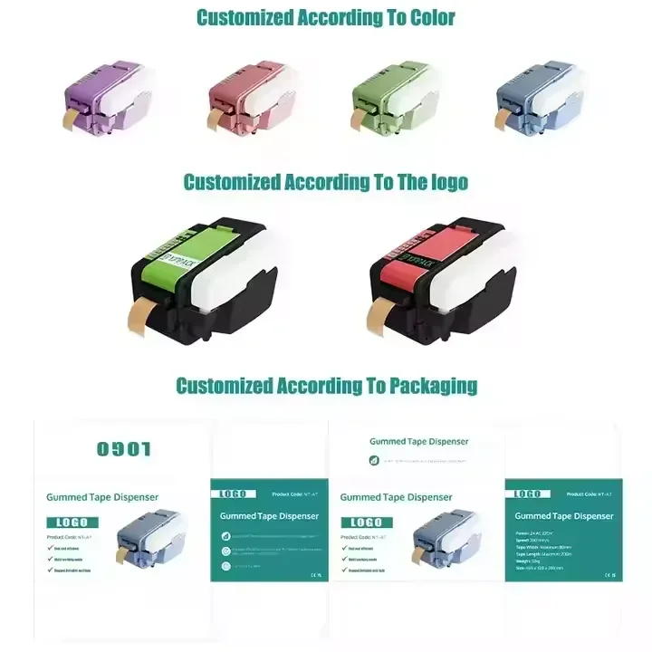 YJNPACK Top Suppliers Mini Print Logo Automatic Water Activated Gummed Paper Kraft Packing Tape Dispenser