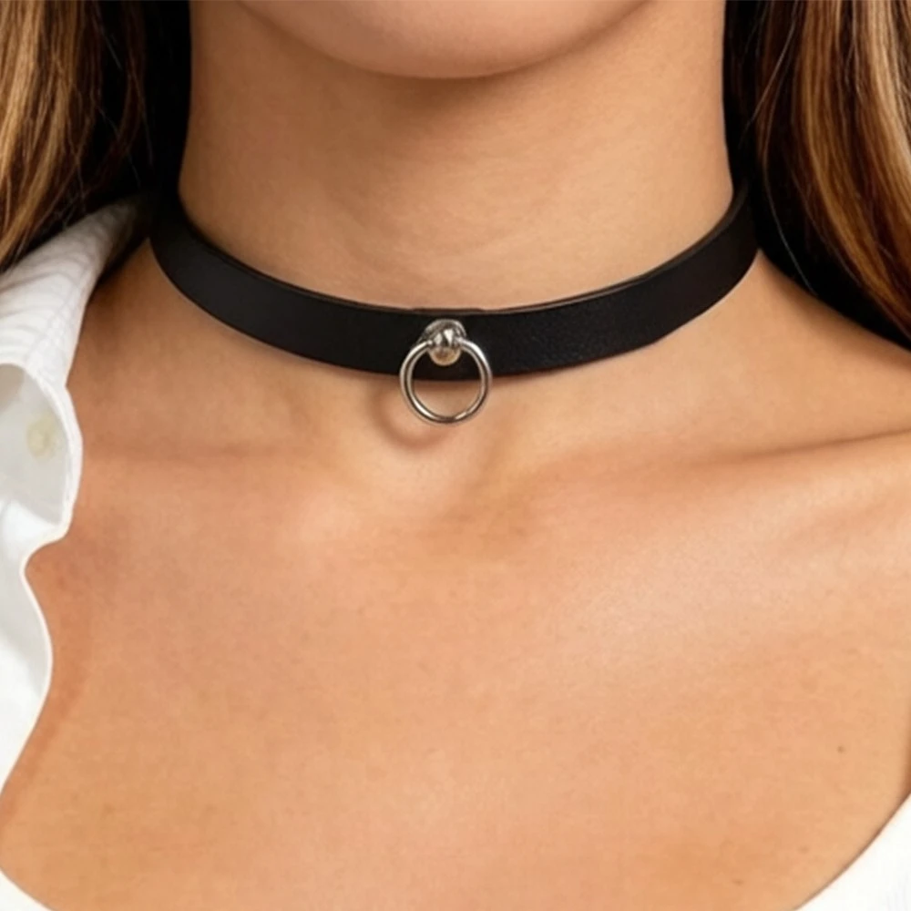 

Punk Necklace PU Leather Adjustable Collar Street Style Gothic Exotic Collar Retro Women's Fashionable Neck Accessory