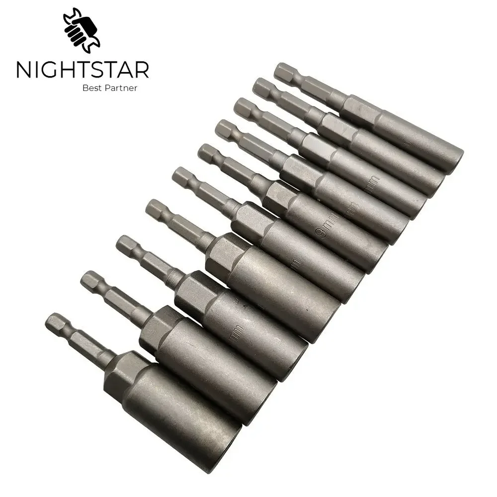 Imagem -02 - Energia Elétrica Nenhuma Chave de Fenda Magnética Nut Conjunto Driver Hex Shank Metric Wrench Soquete Bit 5.514 mm 80 mm Comprimento Impacto 10 Pcs