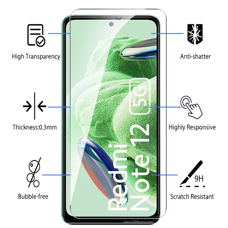 Funda protectora de vidrio 6 en 1 para Xiaomi Redmi Note 12, película templada, 5G, 12 Pro Plus, protectores de cámara para lente de pantalla