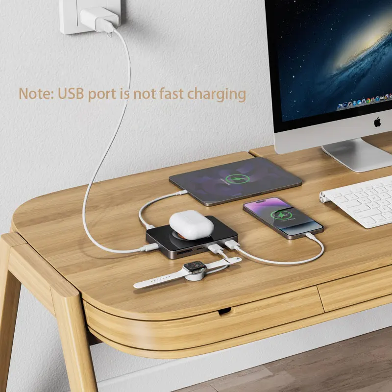 USB HUB Type C Wireless Charging Adapter USB Splitter  USB C 2.0 Data SD/TF Reader For Laptop Computer MacBook Air/Pro iPhone