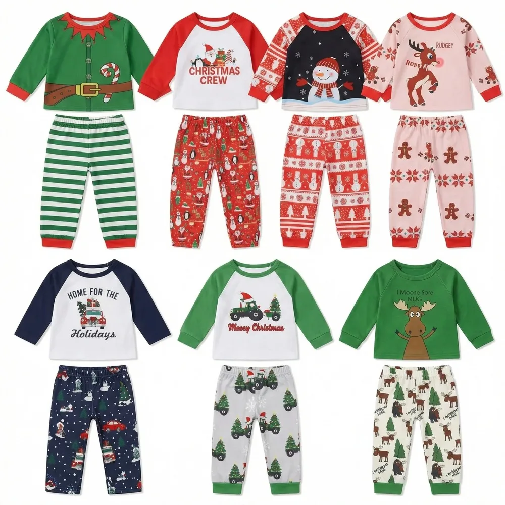 2Pcs Lastest Doll Set Daily Pajamas Christmas Pattern Top+Pant For 18Inch American&43CM Baby Doll Clothes ,Christmas Gifts Toys