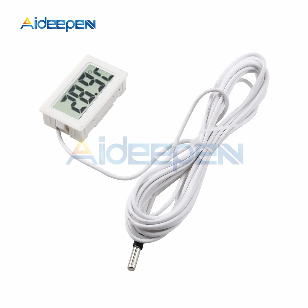 Imagem -05 - Mini Sensor de Temperatura Lcd Interno Digital Termômetro Incorporado Instrumentos de Calibre com Cabo 5m Conveniente