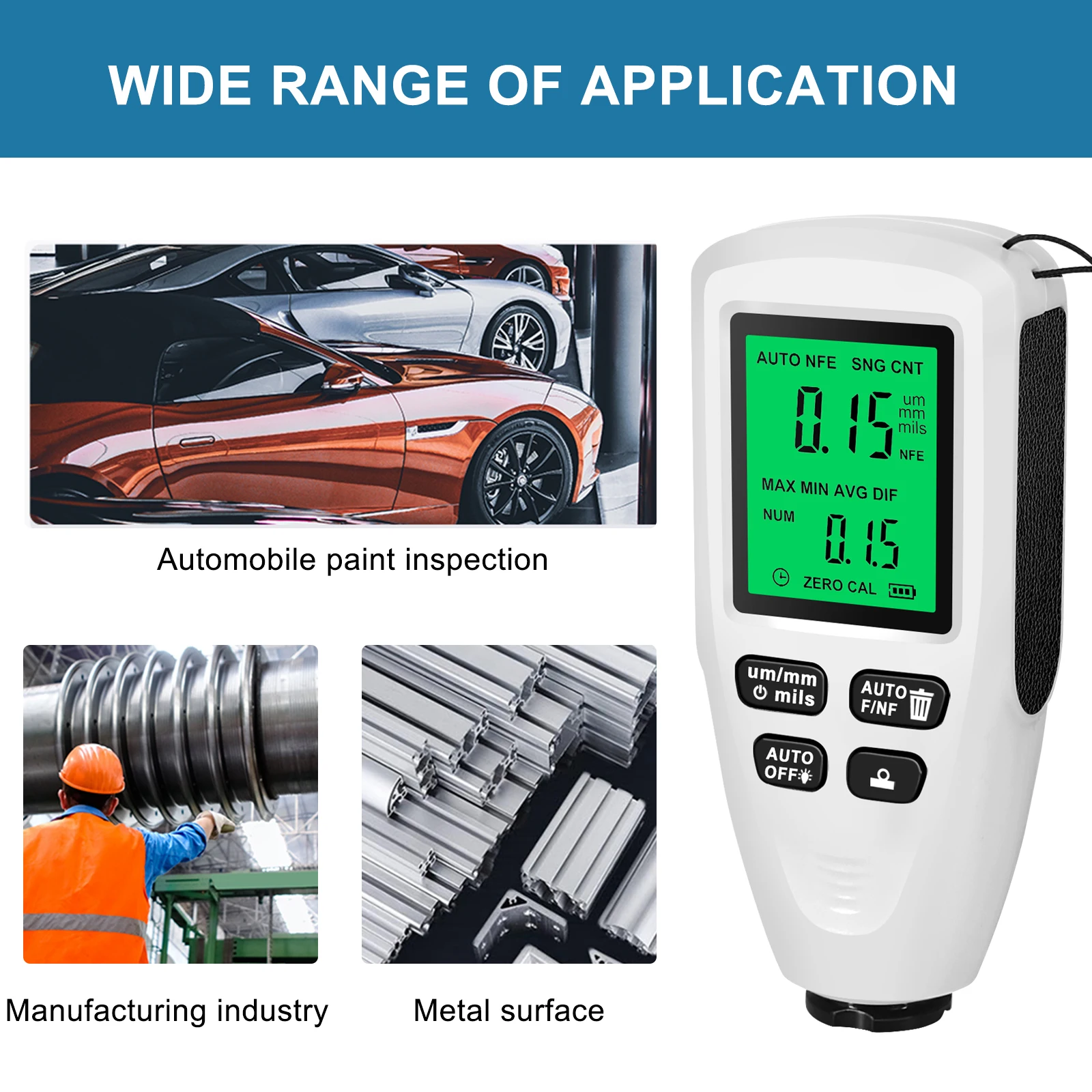 Imagem -05 - Pintura do Carro Revestimento Espessura Medidor Galvanizar Metal Coating Tester Automatical fe e Nfe Film Hw300 02000um