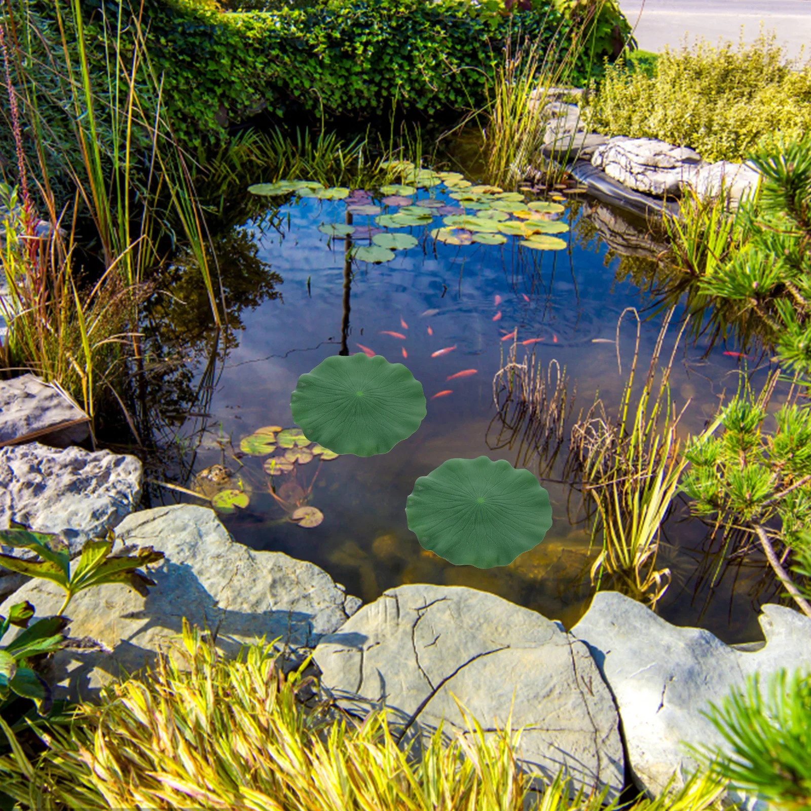 

6Pcs Fake Lotus Leaves Floating Water Plants for Pond Fish Tank Stage Props Performance Decor 17Cm Green