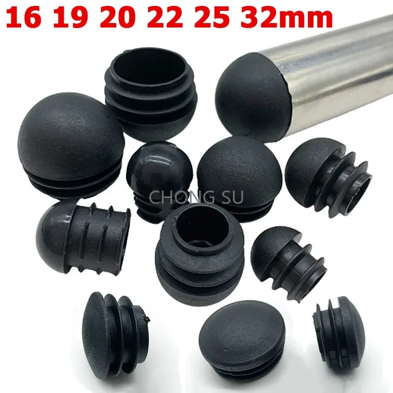 

1/4/10/50pcs Black Domed Round PE Plastic Black Blanking End Caps Tube Pipe Inserts Plug Sleeve Protect Cover 16 19 22 25 32mm