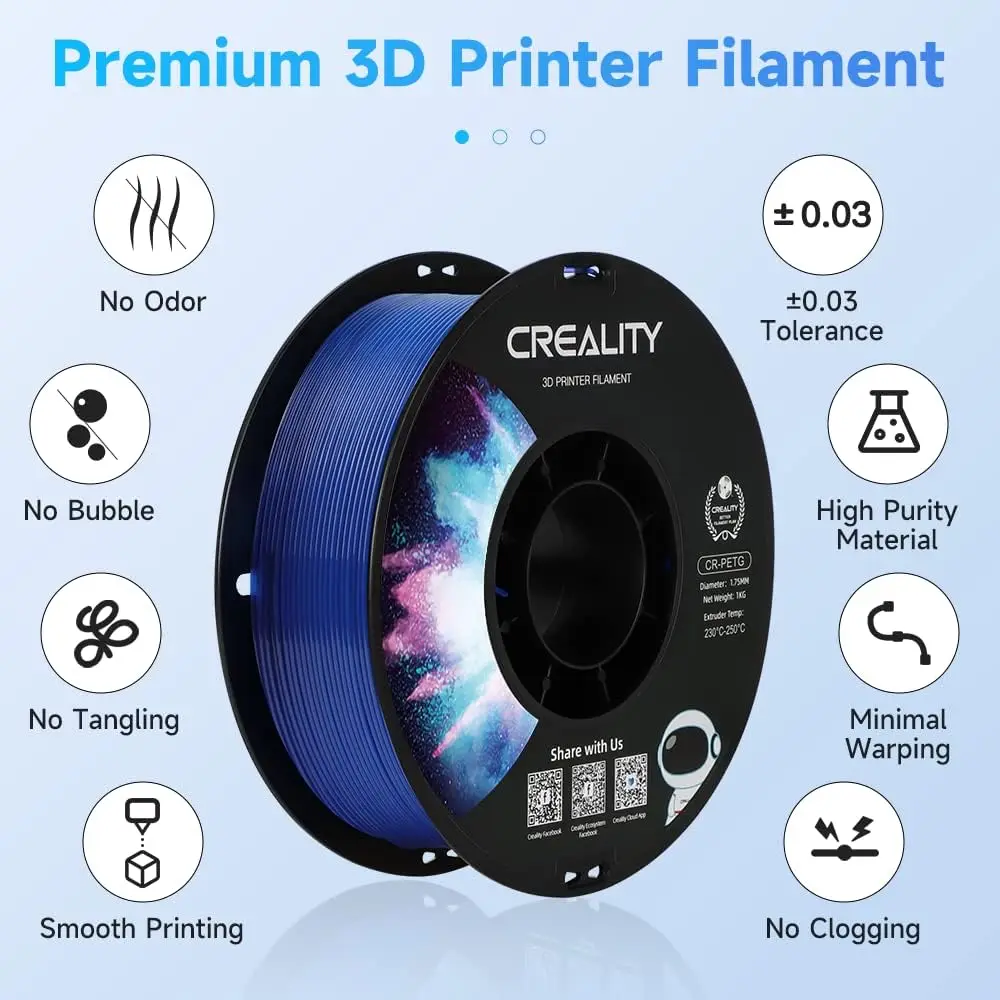 Creality Official 3D Printer Filament 1.75mm 1.0kg PLA/PETG/ABS/TPU 3D Printing Materials Mutiple Colors for Optional