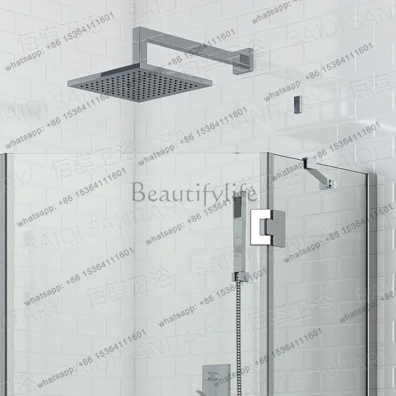 Modern simple diamond-shaped integral shower room transparent glass casement door partition