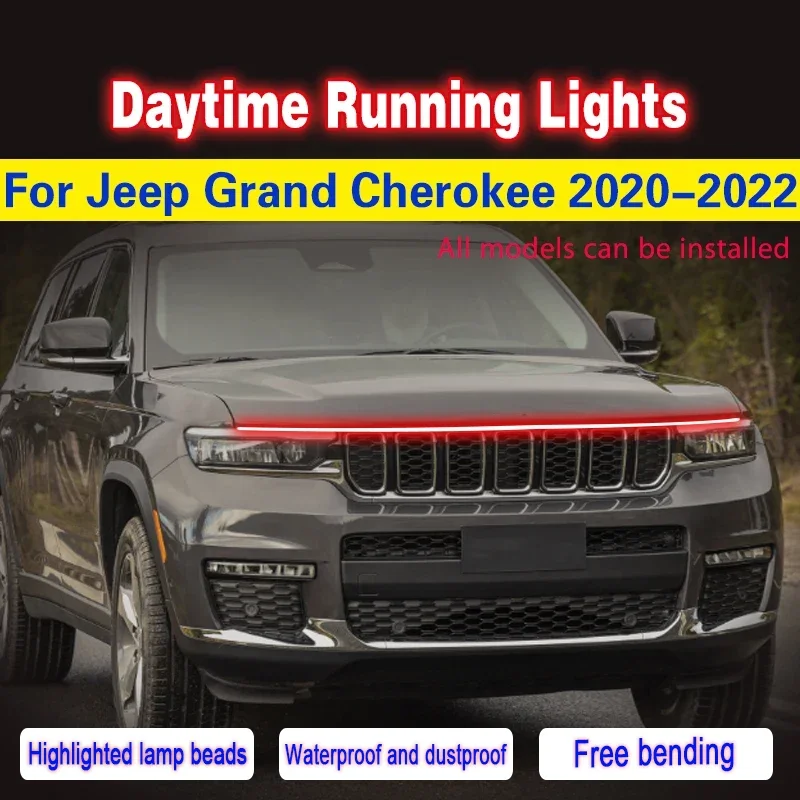 Bande lumineuse à LED pour capot, lampe universelle, éclairage d’ambiance flexible pour Jeep Grand Cherokee 2020-2022, feux de jour pour voiture, 12 V.