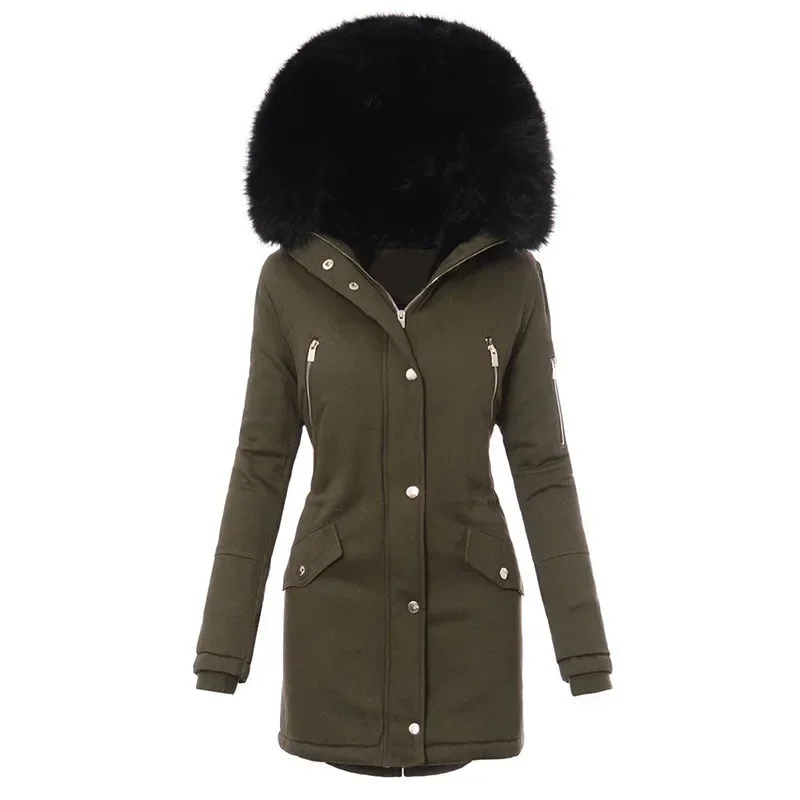 Women's Winter Jacket Coat Warm Long padding S-3XL Thick Fur Collar Hooded Down Parkas Cotton Down Jackets Woman Clothing Coat