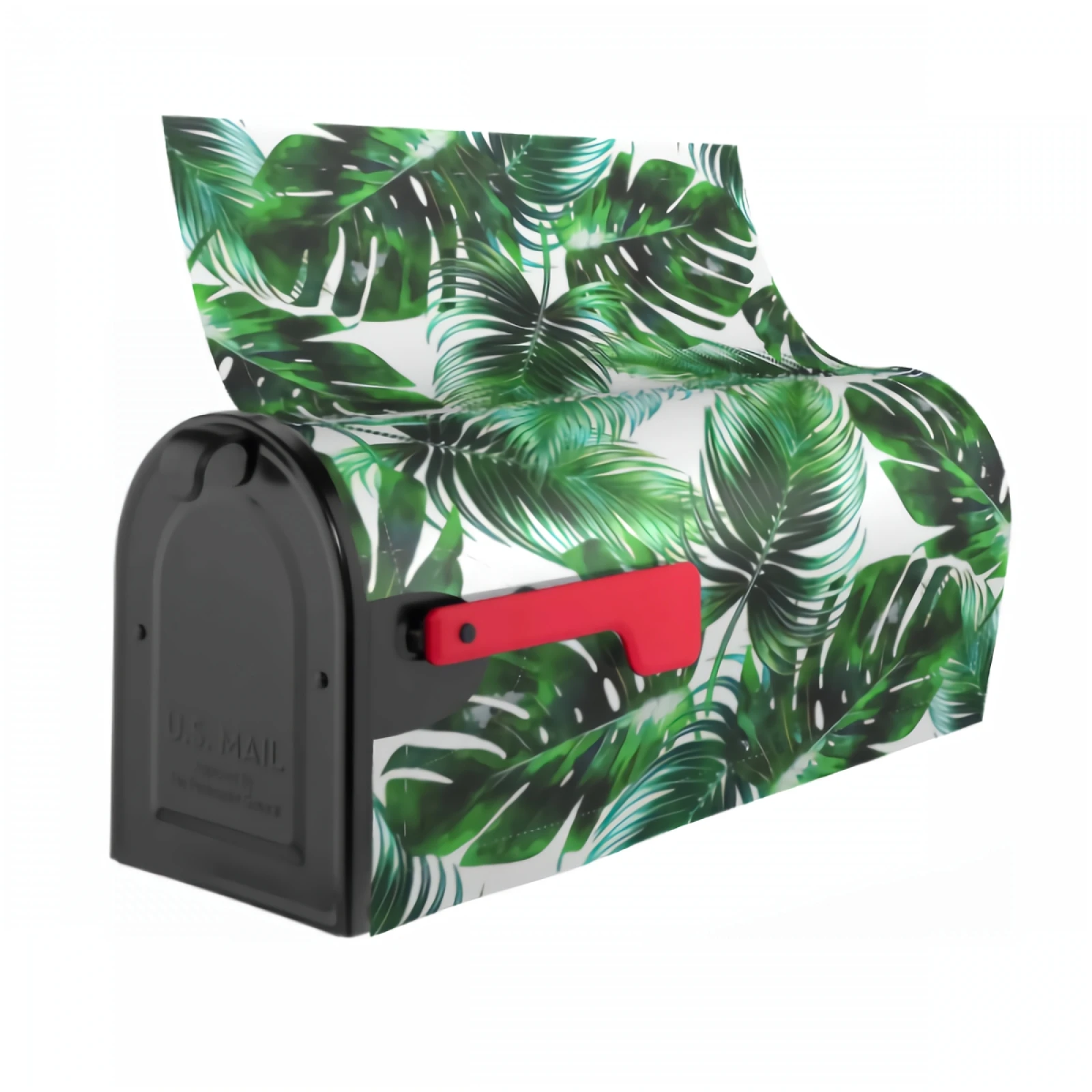 Tropical Palm Leaves Mailbox Covers Magnetic Monstera Mailbox Wraps Waterproof Jungle Post Letter Box Cover Garden Yard Decor