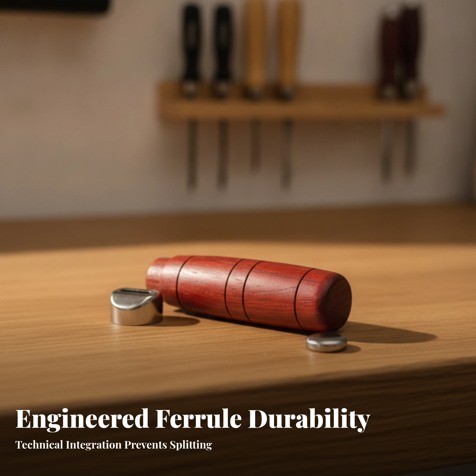 Wooden Blade Handle with Fittings Tapered Wooden Grip with Metal Fittings Chopper Handle Replacement Ergonomic Hardware Sturdy