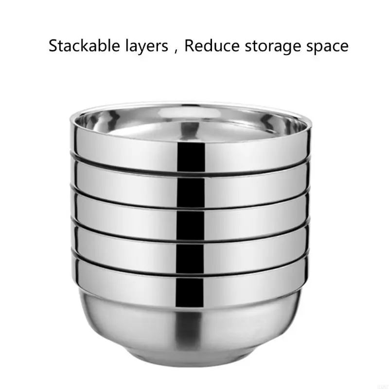 

2025 New Pack Of 10 Practical 304 Stainless Steel Rice Bowls 6/5.5Inch Durable Dishwasher Safe Stackable For Family Dining