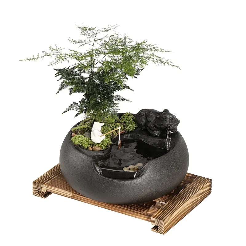 

Creative flowing water to make a fortune Ornament Home ceramics Small fountain Office desktop circulating water Opening gift