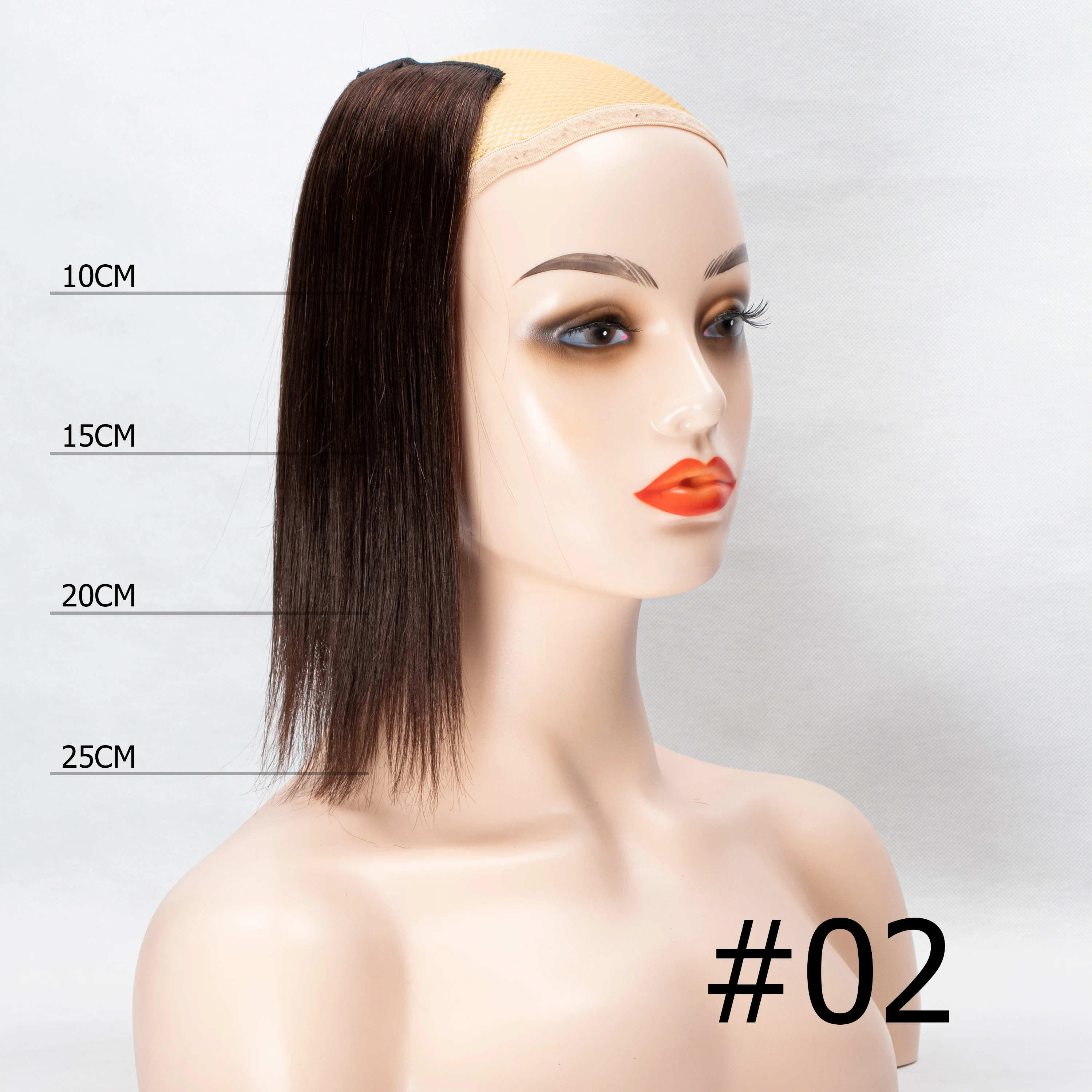 MRSHAIR Clip per capelli umani veri nelle estensioni Invisibili e senza cuciture Aggiungi volume superiore/laterale per capelli corti 10-30 cm # 02 Parrucchino