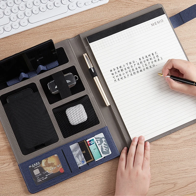 Multifunction A4 Leather Padfolio Folder Bag Document Holder Desk Organizer Executive Business Portfolio for Man & WomenOffice
