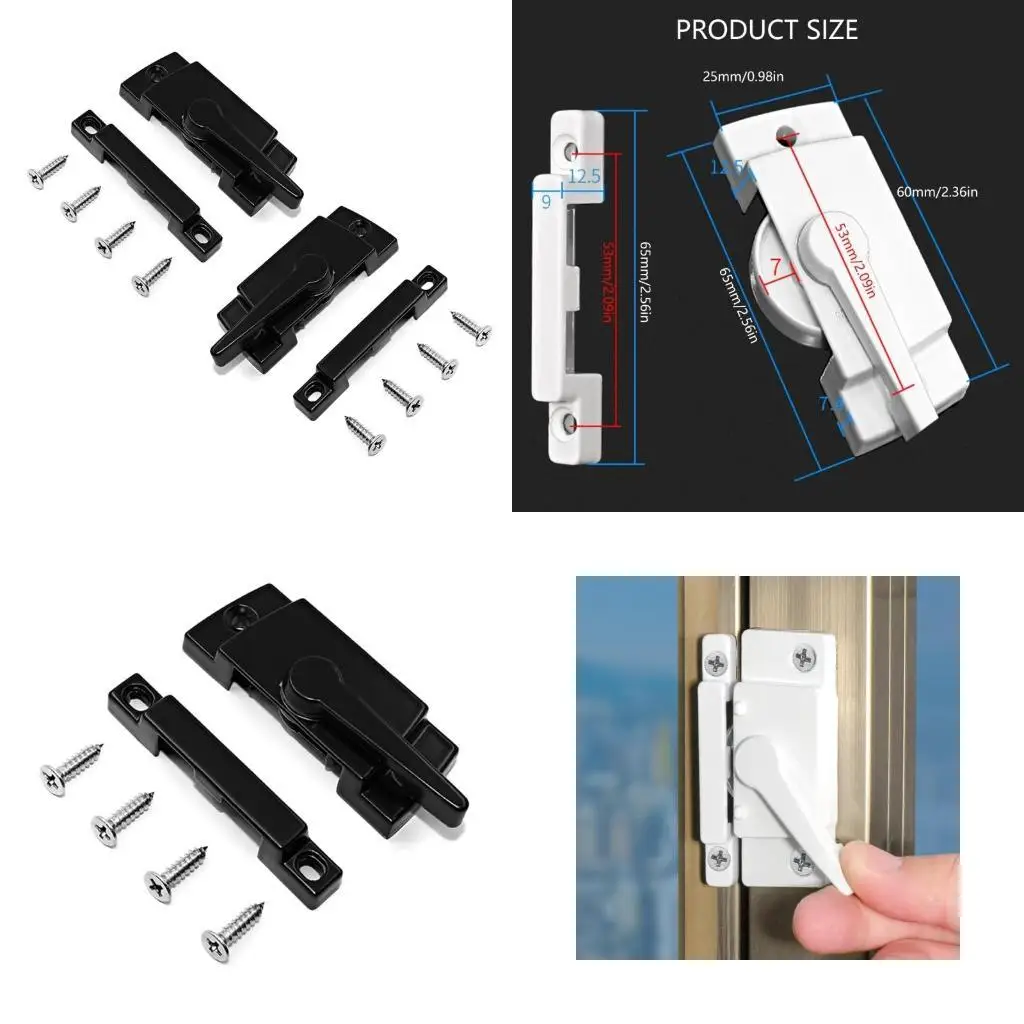 

652F Lock with Screws Zinc Alloy Sash Lock Sliding Window Lock Fittings for Vertical and Horizontal Sliding Window