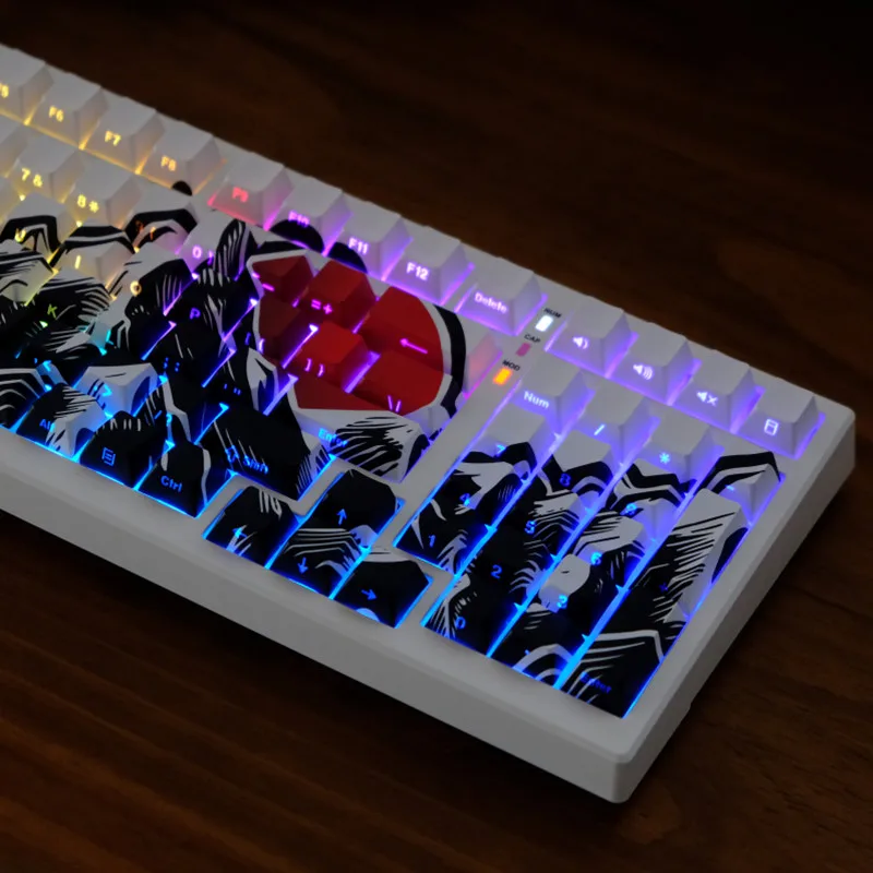 Imagem -02 - Sol Vermelho Sobe Alta 136 Chave Luz Lateral Pbt Sublimação de Tinta Cereja Perfil Keycap para mx Switch Teclado Mecânico de Jogos o