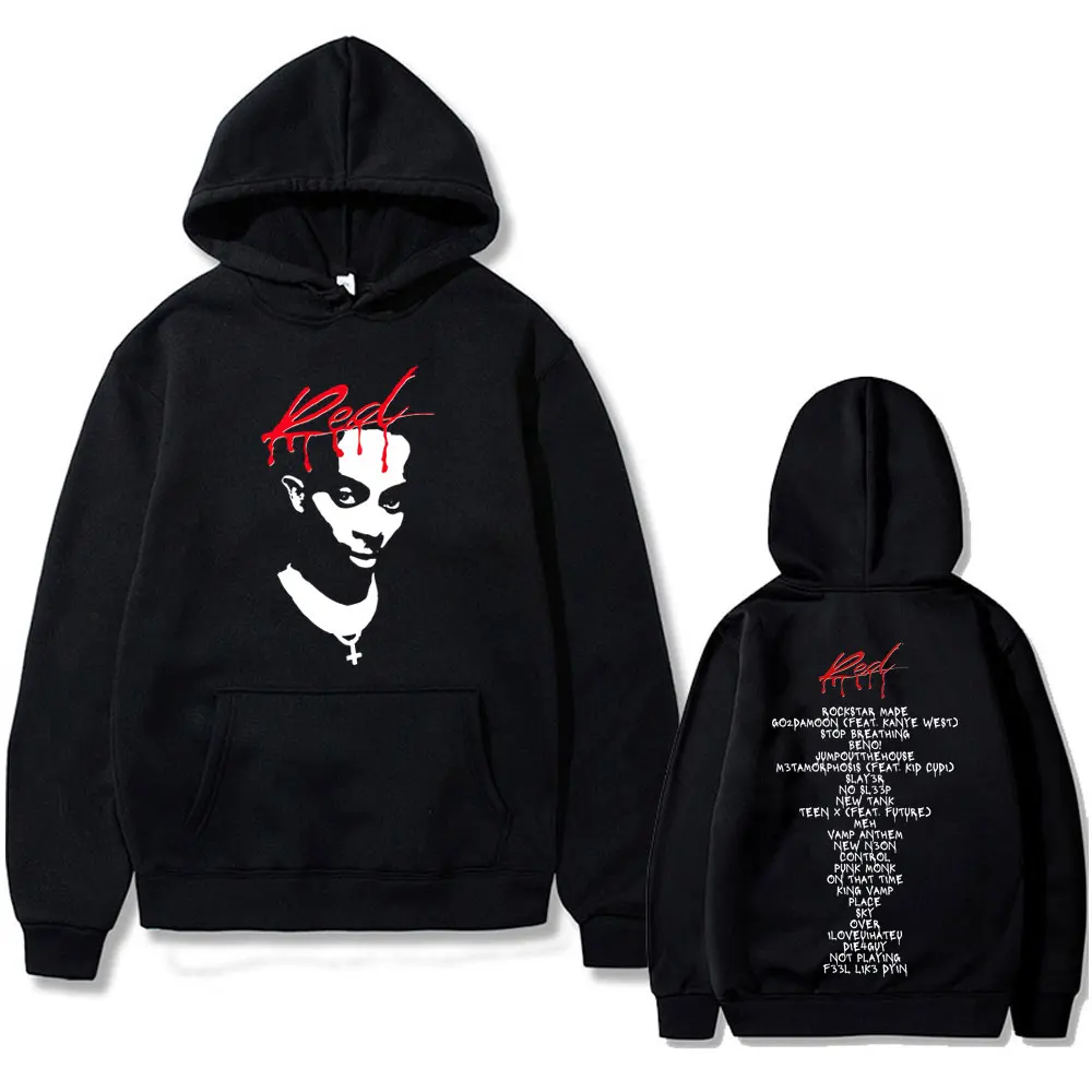 Rapper Playboi Cart Whole Lotta Red Double Sided Print Hoodie Male Hip Hop Rock Oversized Pullover Men Fashion Vintage Hoodies