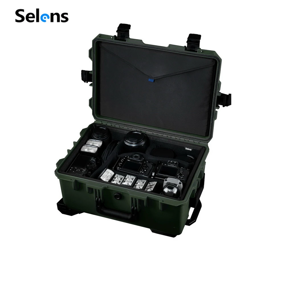Selens Photography Toolbox Trolley Hard Case Professional Safety Protective Waterproof Shockproof Suitcase Safety Storage Box