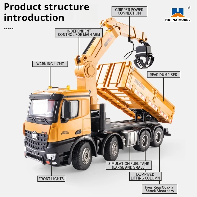 Huina 1538 télécommande camion à benne basculante saisir bois 2.4G télécommande 26 canaux camion à benne basculante saisir bois RC modèle camion à benne basculante jouet