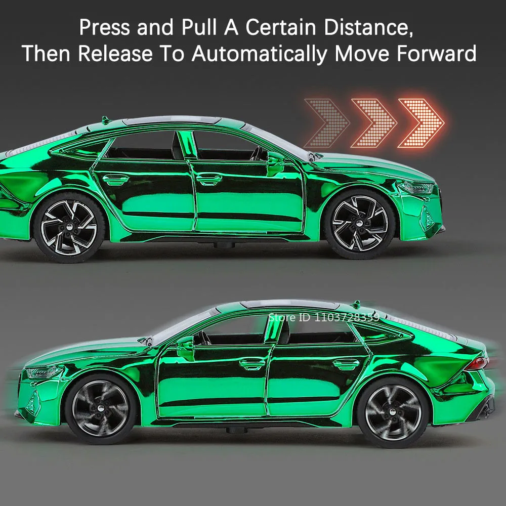 1:32 ของเล่นElectroplate RS7 รุ่นกีฬารถโลหะผสมDiecast Miniature Supercars 6 ประตูเปิดเสียงดึงกลับสําหรับของขวัญเด็ก