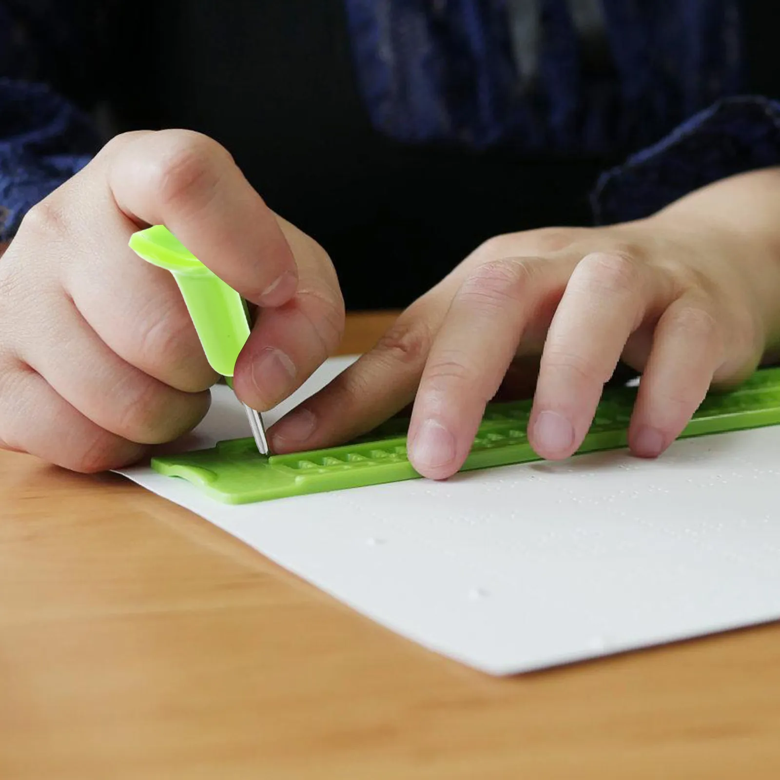 Portable Plastic Stainless Steel Braille Pen Braille Writing Stylus Tool for Beginner Training Classroom Home