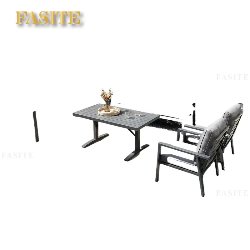 For All Aluminum Alloy PE Outdoor Sofa Table and Chair Set Waterproof Sunproof with Cushion for Courtyard Balcony Homestay