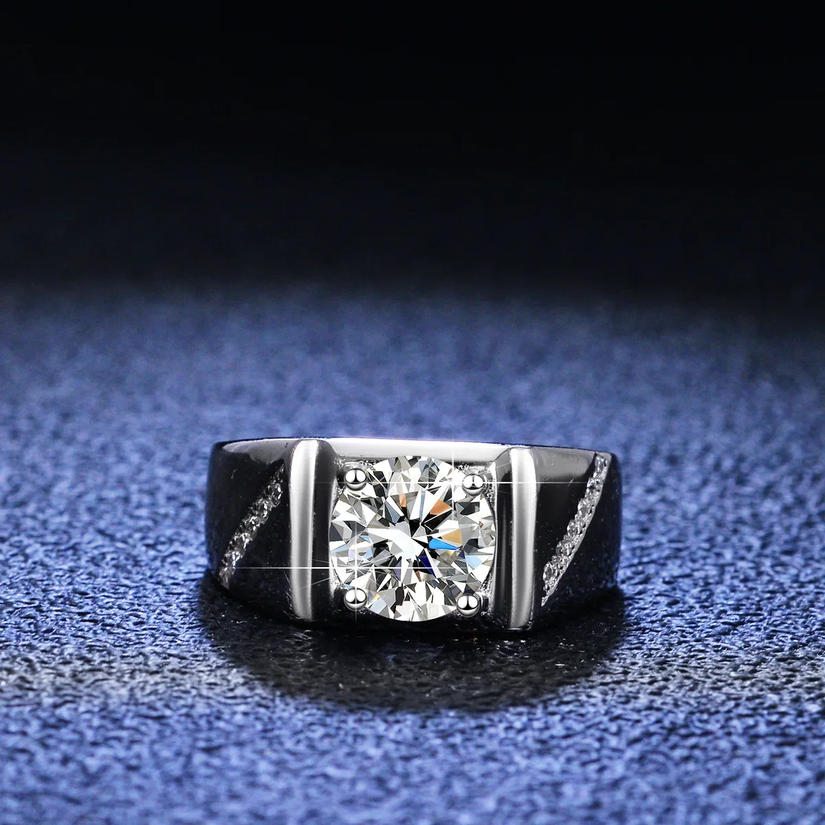 

Среднее кольцо из 18-каратного золота с инкрустацией муассанитом, 2 карата, простое и элегантное мужское платиновое кольцо Boss PT950, обручальное кольцо VVS1