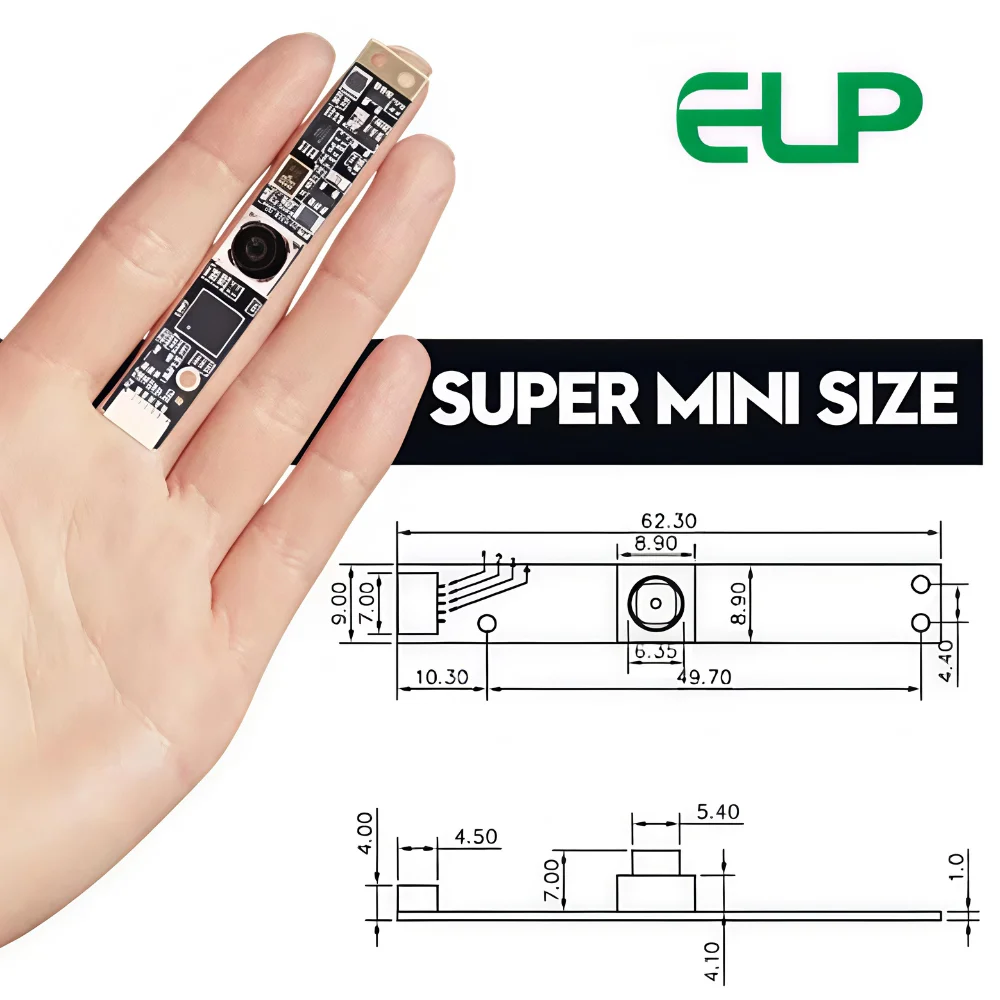 ELP 16MP Autofocus Camera Module 100 Degree Non Distortion Wide Angle Super Mini USB2.0 Camera for Eye Tracking Face Recognition