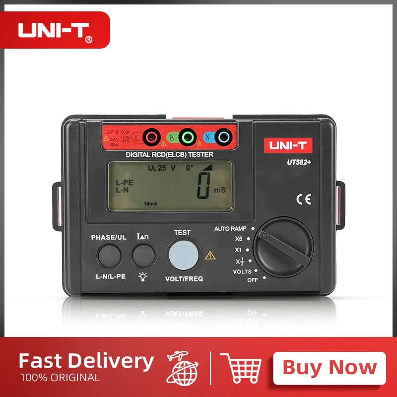 UNI-T الرقمية RCD (ELCB) اختبار السيارات RAMP تسرب قطاع دارة متر مع عملية خاطئة الطنان UT582 +