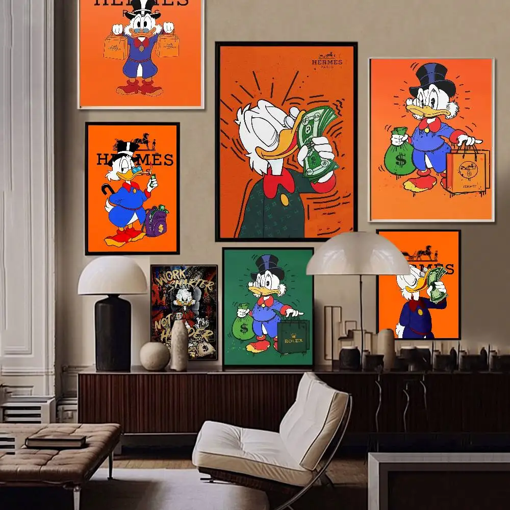 Uncle Scrooge McDuck Self-adhesive Art Poster Fancy Wall Sticker for Living Room Bar Decoration Vintage Decorative Painting