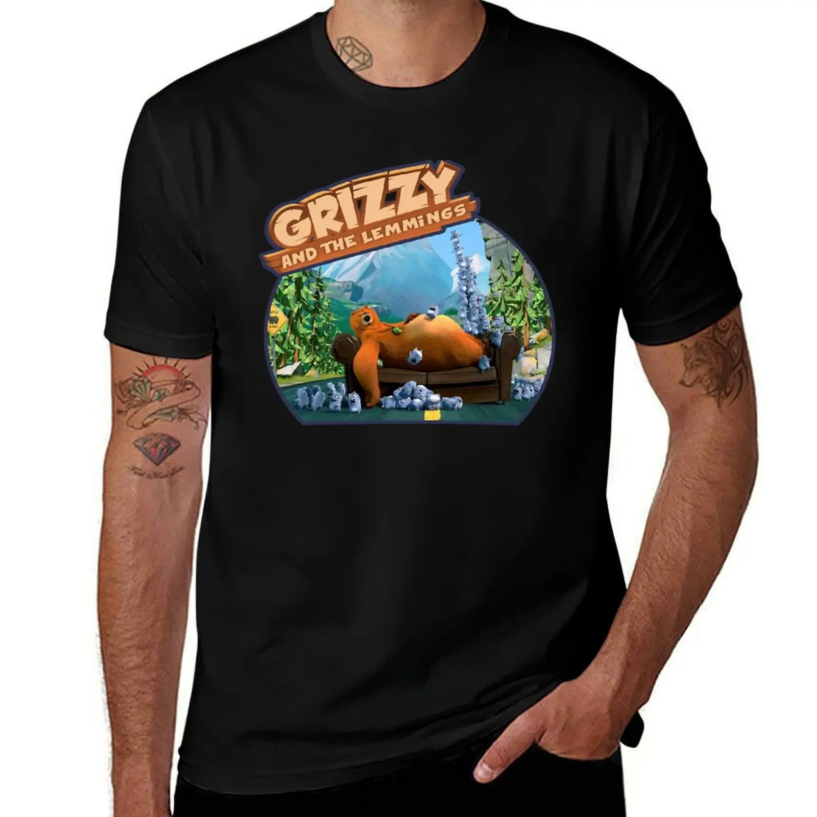 grizzy and the lemmings T-Shirt Christmas Theme Tee Top T-Shirt