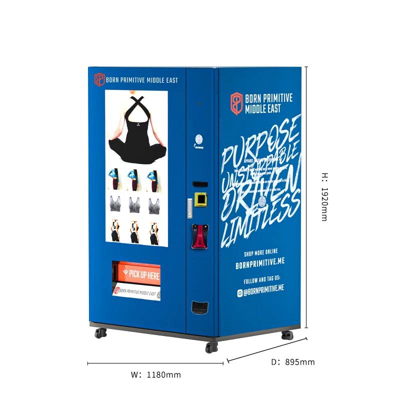 

Hot Sell Automatic Apparel Vending Machine For Sale With Big Touch Screen and Credit Card Reader