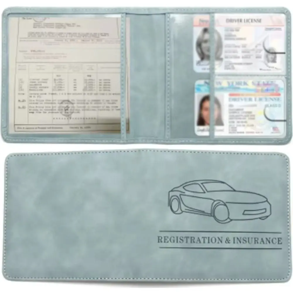 Leather Car Registration Holder Multiple Card Slots Glove Box Design Driver's License Holder Compact Size Durable Construction