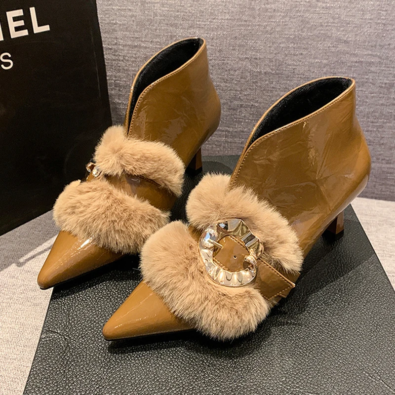 

High Heels Women's Ankle Boots Pointed Toe Luxury Shoes Designer Winter Boots 2025 New Trend Dress Fashion Pumps Mujer Botas