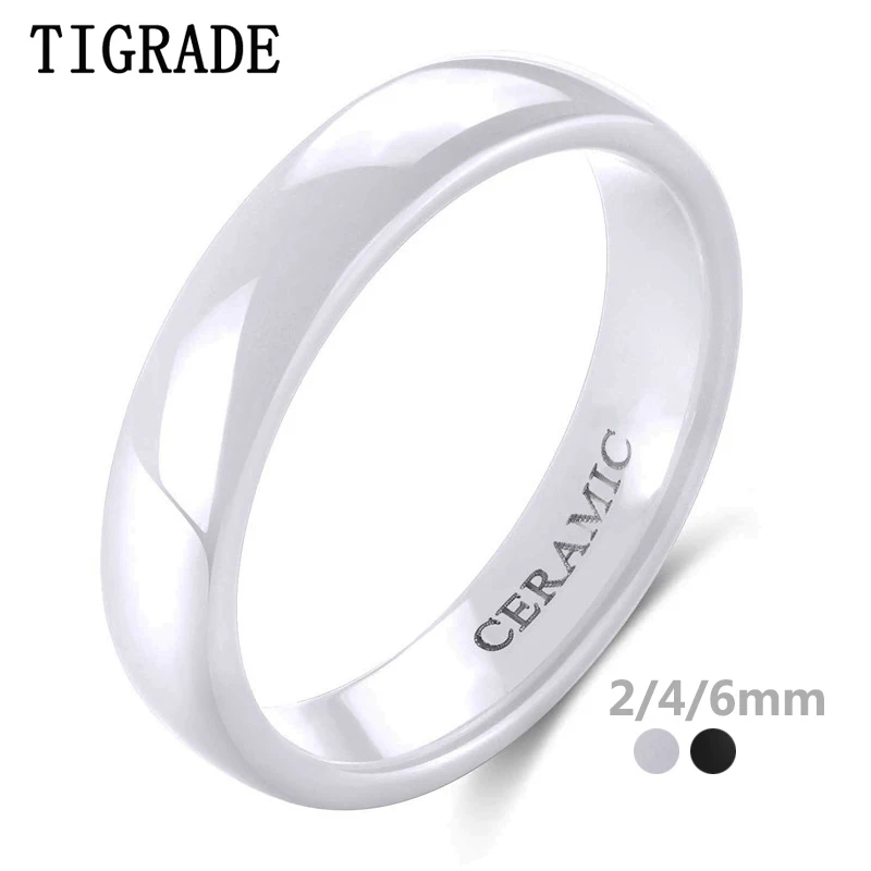Tigrade 2/4/6mm biały pierścionek ceramiczny czarny ślubny obrączka zaręczynowa mężczyźni kobiety pierścionki minimalistyczna moda specjalne Anillos delikatne