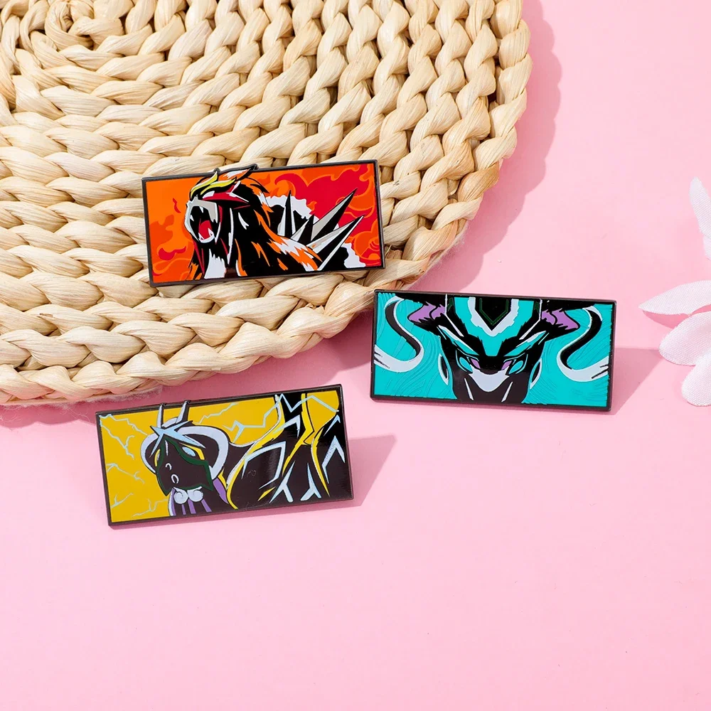 1 Pc Pokémon Legendary Beasts Brooch Entei Suicune Cartoon Enamel Pin Metal Badge Jewelry Clothing Backpack Accessories Gift view 6