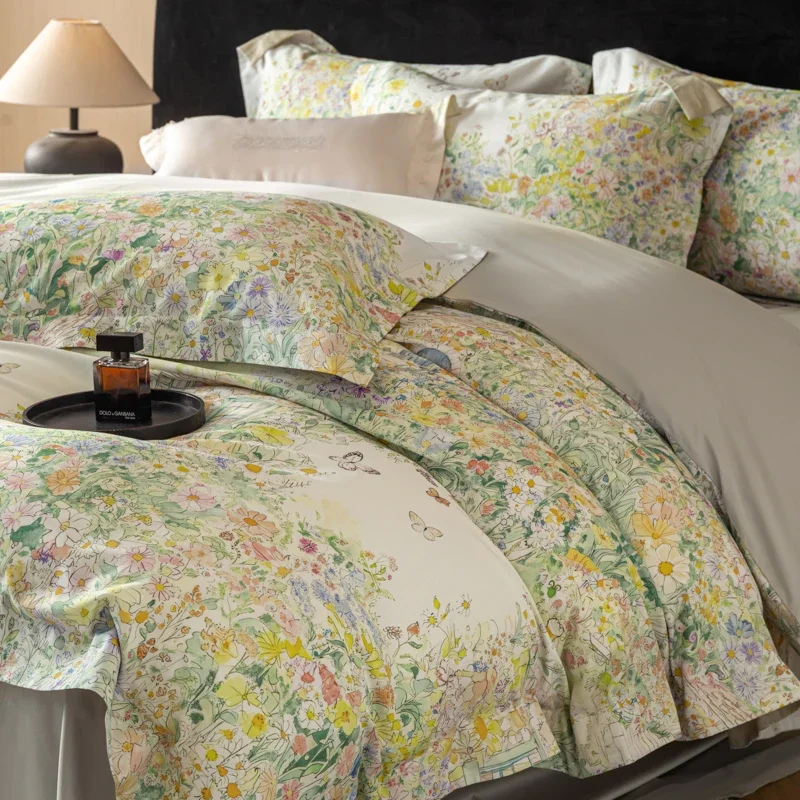 Svetanya Print Egyptian Cotton Bedding Set Bed Linen Queen King Ru Full Size Duvet Cover Set Sheet Pillowcase