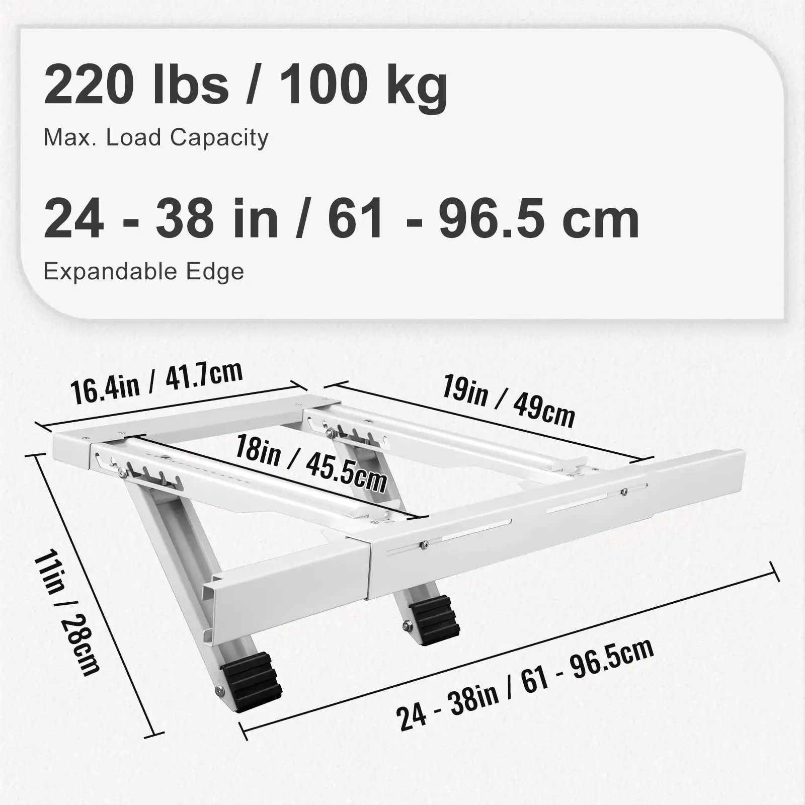 Soporte de soporte de aire acondicionado, ventana de construcción de acero resistente, soporte de CA, se adapta a ventanas colgantes simples o dobles para el hogar, androv