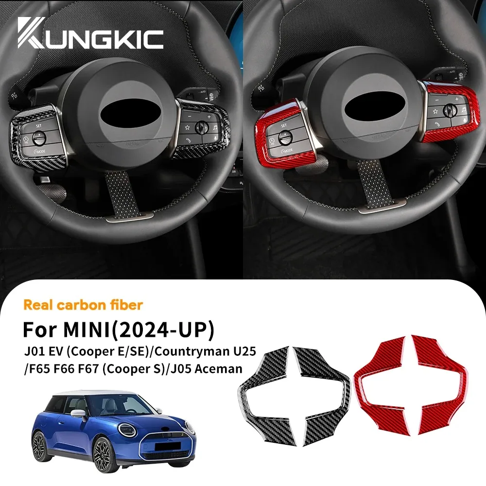 Steering Wheel Trim Soft Carbon Fiber For Mini Countryman U25 Cooper S F65 F66 F67 Electric J01 J05 Aceman Cooper E SE 2024 2025