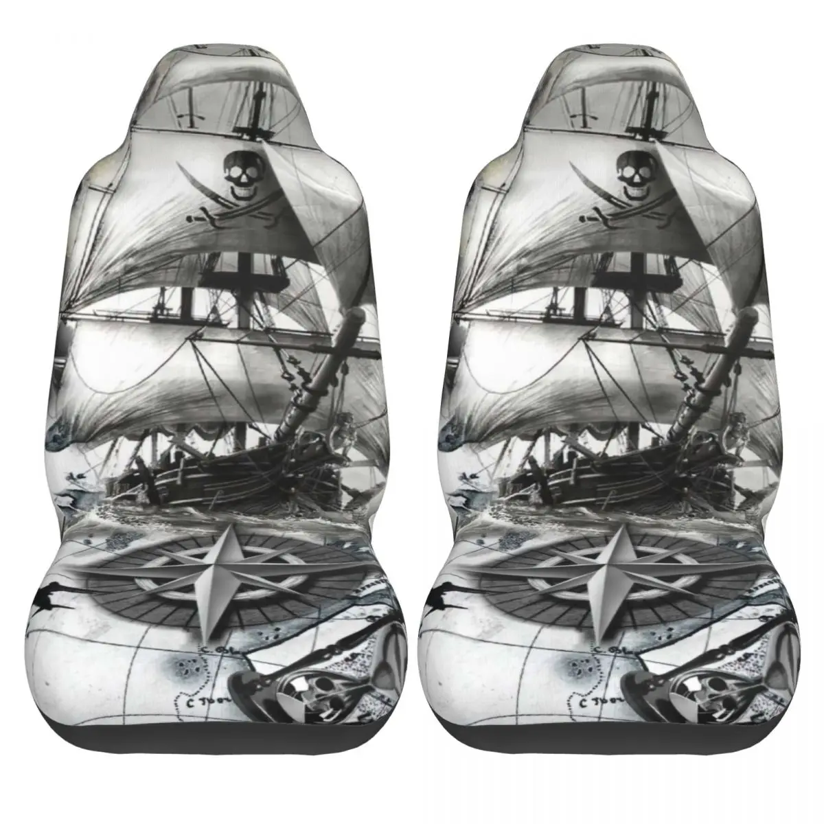 Pirate Ship Art Car Seat Cover Custom Printing Universal Front Protector Accessories Cushion Set