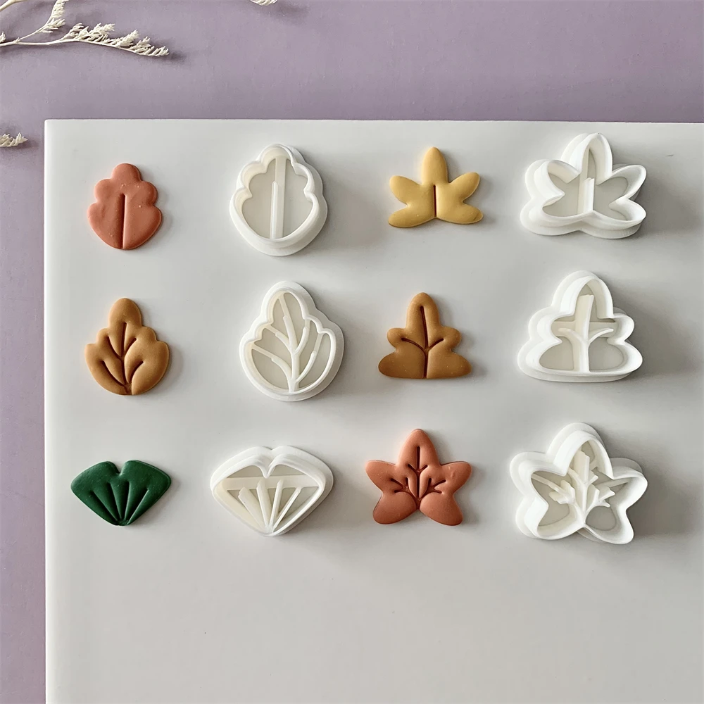 Autumn Leaves Polymer Clay Earring Cutters 3 Sizes Leaf Shaped Dangle Clay Molds for Pendant Jewelry Handmade Cutting Tools