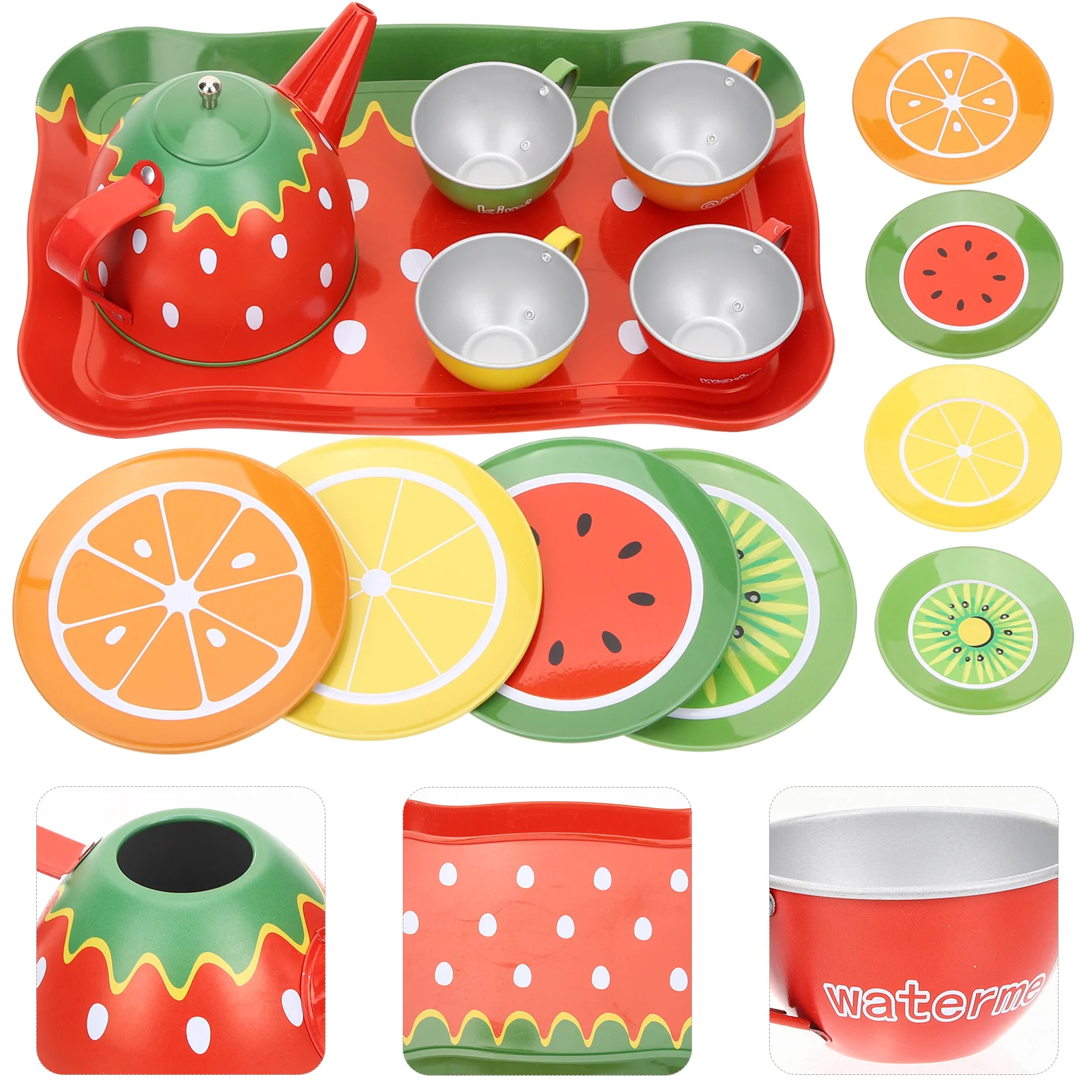 Simulation Tea Set Kids Party for Time Playset Afternoon Making Toys Tin Kitchen Accessories Metal Children's