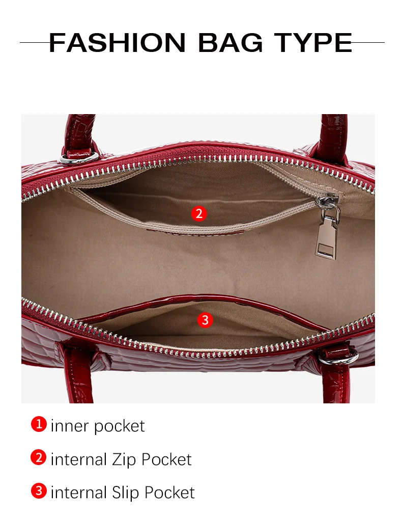 Aidrani Damen-Handtasche aus echtem Rindsleder mit Krokodilmuster - Glänzende Umhängetasche im Bowling-Stil – Detail 7