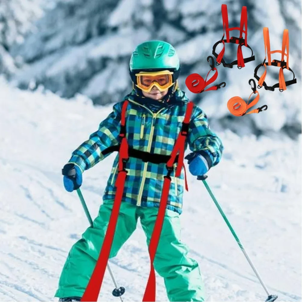 Children Ski Safety Belt with Traction Rope Skiing Shoulder Strap Adjustable for Skating Skiing Skateboarding Use